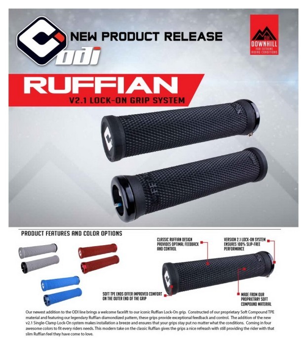 Грипси ODI Ruffian v2.1 Lock-On MTB 135mm Red