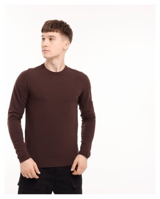 Шоколадний чоловічий лонгсів Pobedov Dune. Чорна чоловіча кофта з куліру