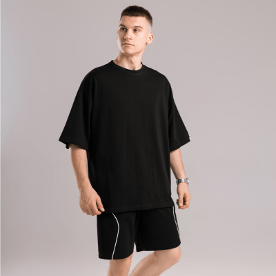 Базова чорна оверсайз футболка чоловіча весна літо однотон. Футболка оверсайз Pobedov Nude