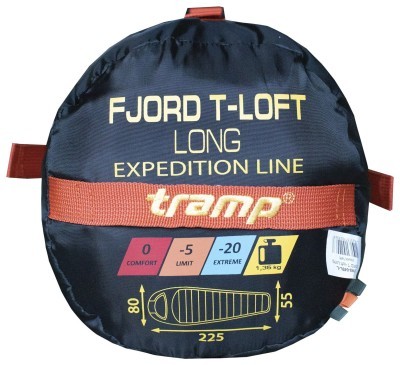 Спальний мішок Tramp Fjord Long кокон правий orange/grey 225/80-55 UTRS-049L