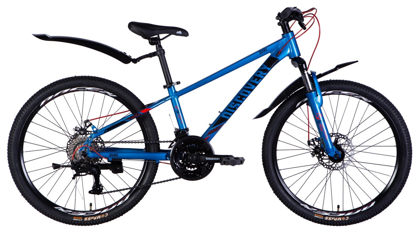 Велосипед AL 24" Discovery QUBE DD CS рама-11,5" синьо-чорний 2025