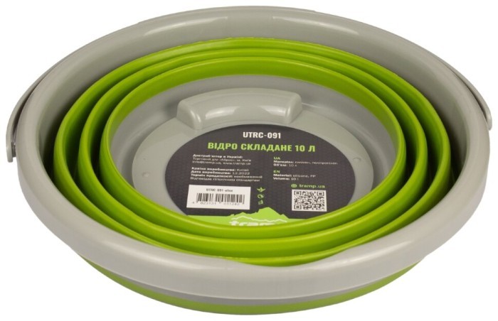 Відро TRAMP складане силіконове 10л UTRC-091 Олива