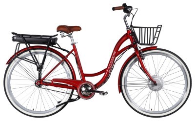 Велосипед з електроприводом 28" ST Dorozhnik eAQUAMARINE BH рама-19" 36B 13А*г 500Вт бордовий YS 2476 з кошиком 2026