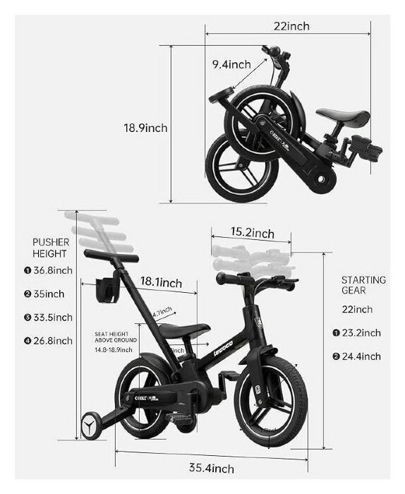 Велосипед трансформер 6in1 Strider black