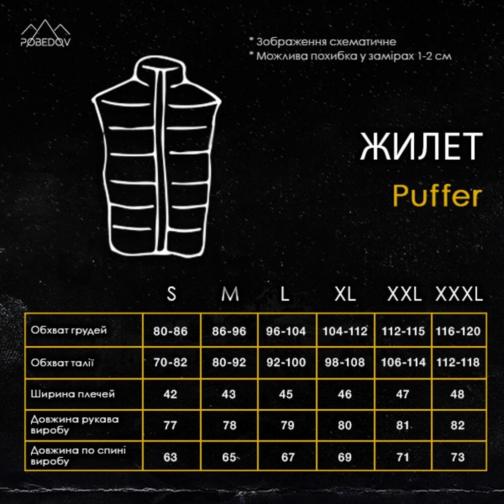 Темно-сіра жилетка для чоловіків з плащівки Pobedov Puffer