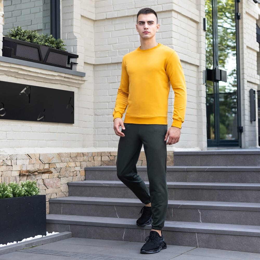 Світшот чоловічий однотонний жовтий Pobedov 001