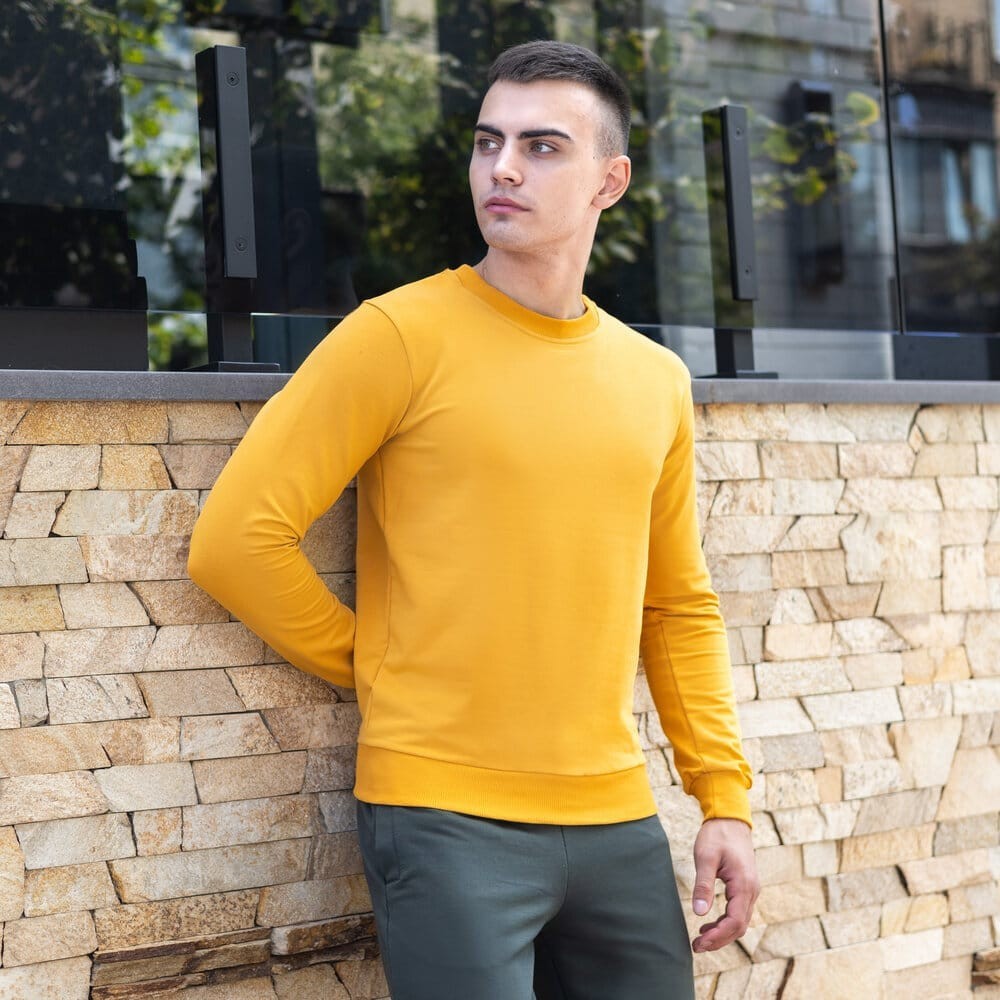 Світшот чоловічий однотонний жовтий Pobedov 001