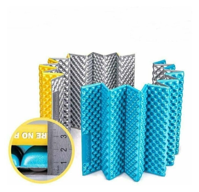 Килимок туристичний складаний одномісний IXPE Naturehike Thickened NH20FCD07 кемпінговий з алюмінієвою плівкою, 187x56x2,5 см, жовтий