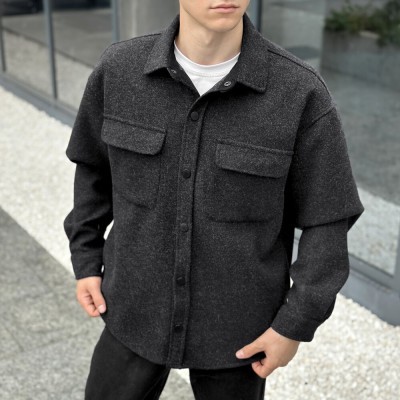 Чоловіча сорочка-пальто чорна Pobedov Mars