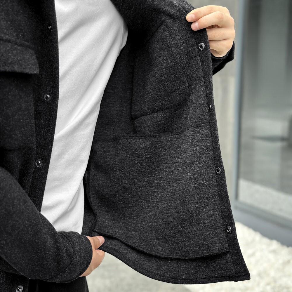 Чоловіча сорочка-пальто чорна Pobedov Mars