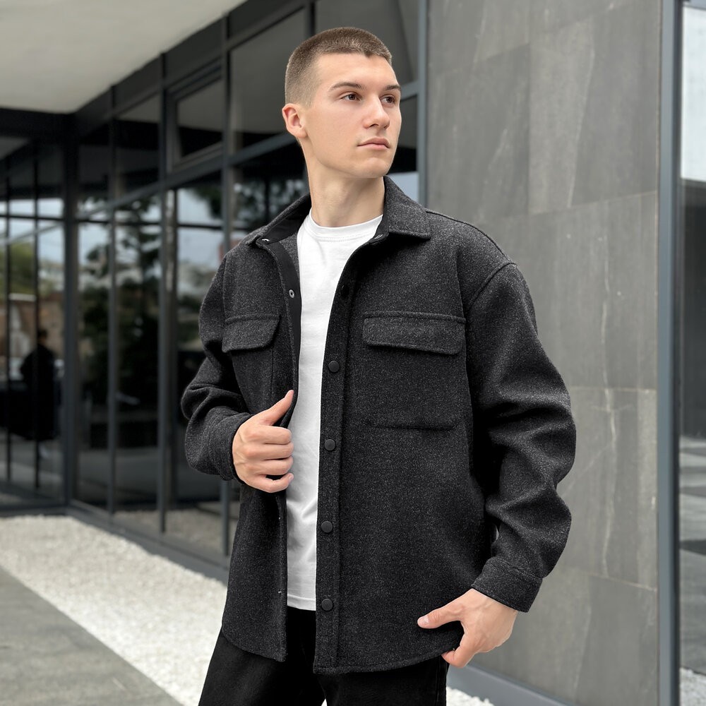 Чоловіча сорочка-пальто чорна Pobedov Mars