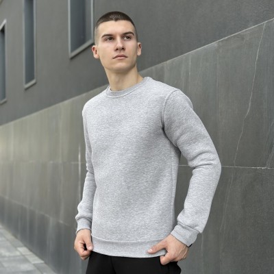 Світшот чоловічий однотонний сірий меланжевий Pobedov 007 ЗИМА