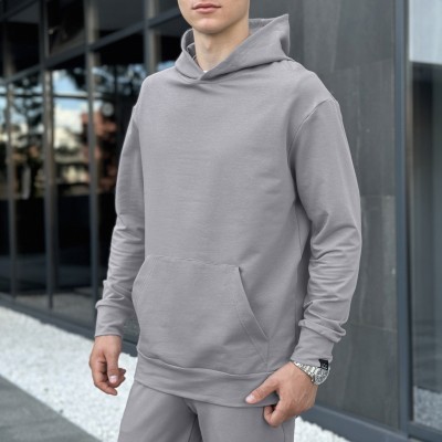 Чоловіче демісезонне худі з капюшоном сталеве Pobedov 001