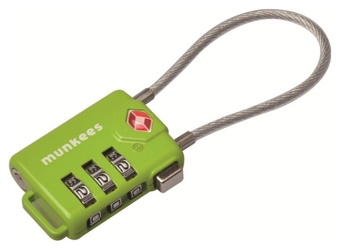 Munkees 3609 брелок-замок TSA Cable Combi Lock lime