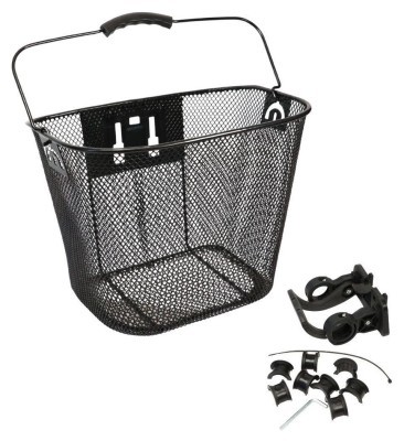 Кошик Сталь на кермо 24-28" 350*240*260 мм без стійки без кронштейна " CK-010X чорний з ручкою, швидкоз'ємне кріплення