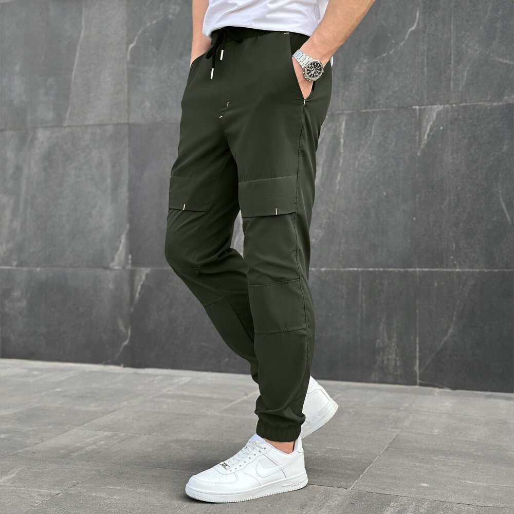 Чоловічі штани джогери з кишенями хакі Pobedov Vershyna