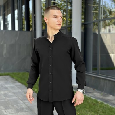 Чоловіча чорна сорочка з довгим рукавом Pobedov Legend