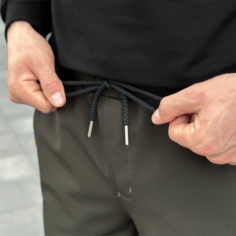 Штани із софтшелу для чоловіків весняні осінні хакі Pobedov Point