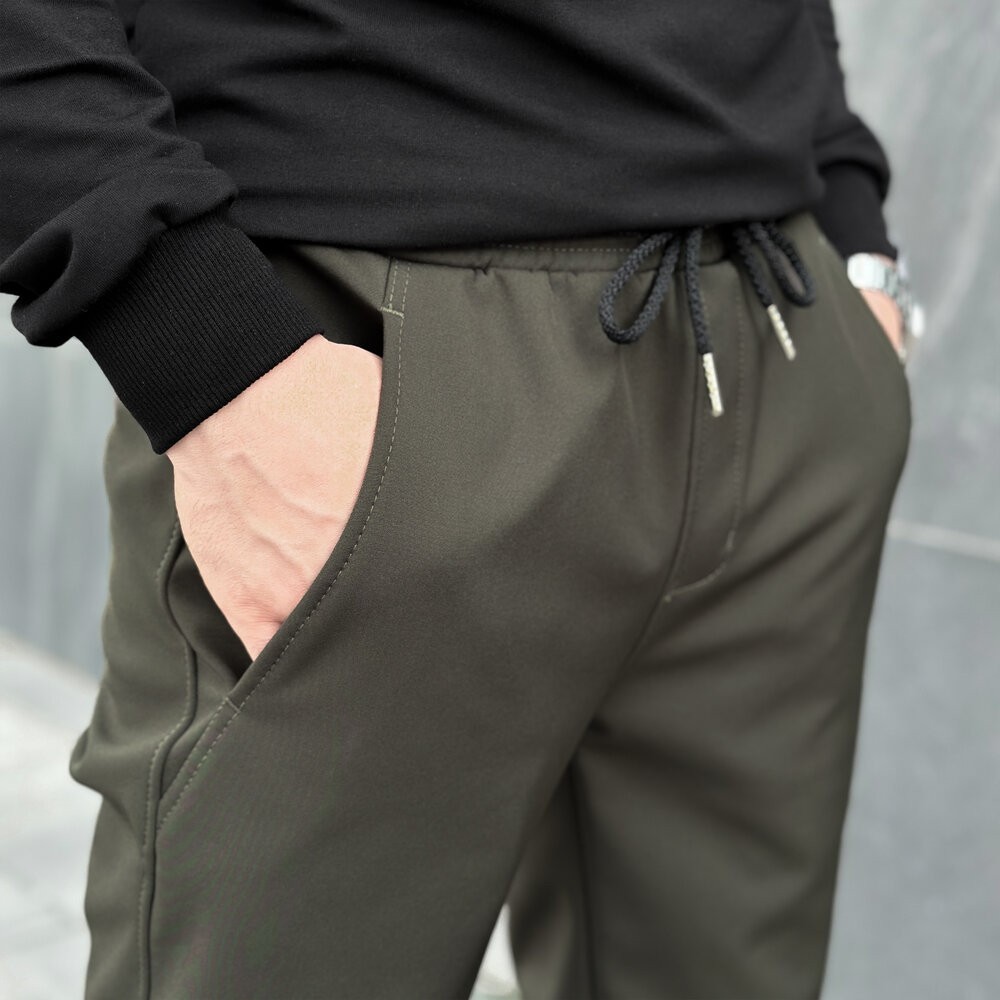 Штани із софтшелу для чоловіків весняні осінні хакі Pobedov Point