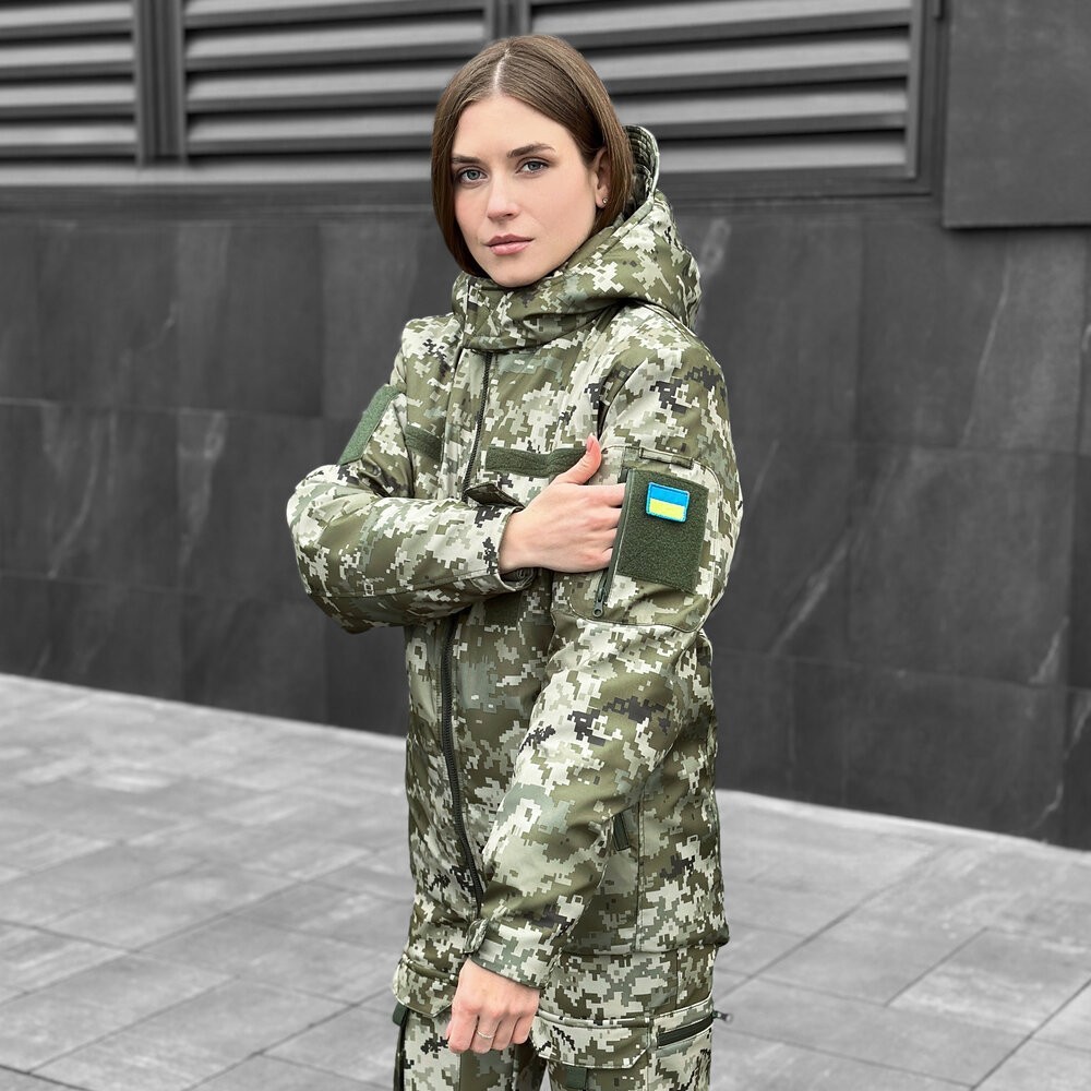 Військова зимова жіноча куртка піксель Pobedov Motive