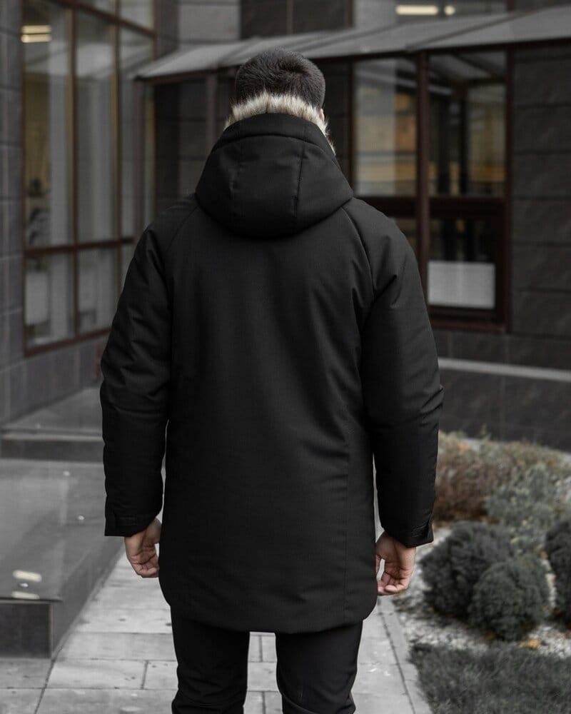 Парка чоловіча зимова середня на котоні з капюшоном Pobedov seniora udacha