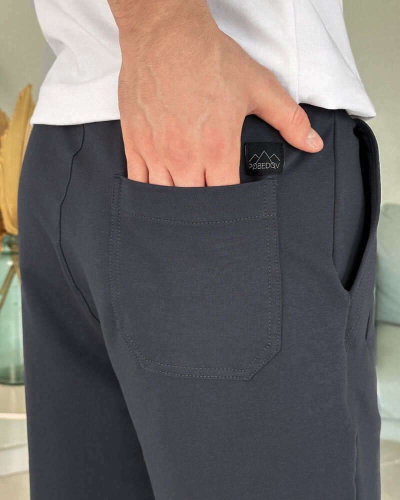 Легкі однотонні літні чоловічі шорти темно-сірі Pobedov Griz