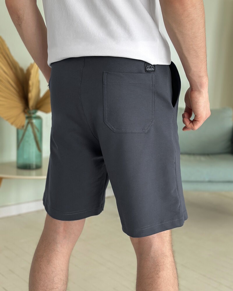 Легкі однотонні літні чоловічі шорти темно-сірі Pobedov Griz