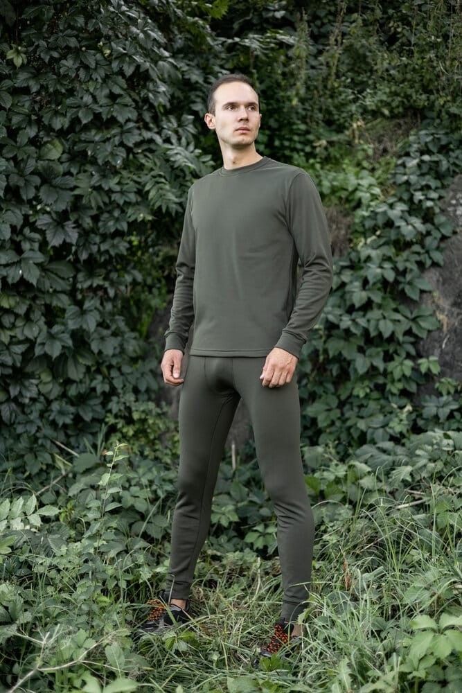 Чоловіча термобілизна зимова на флісі вологовивідна Pobedov Teplo хакі¶