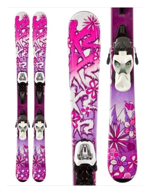 Лижі гірські комплект для підлітків K2 Luv Bug+MOD 7.0 Fastrak2 L245-330 136см Pink/purple/white (1020406.110.1+1021018.110)