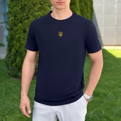 Футболка Pobedov Peremoga - Герб жовта вишивка Темно-синій L TSfu2 041Ldb