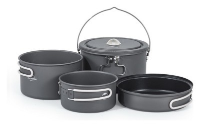 Набір посуду (2 каструлі, казанок, сковорідка) Naturehike CNH22CJ002, алюміній