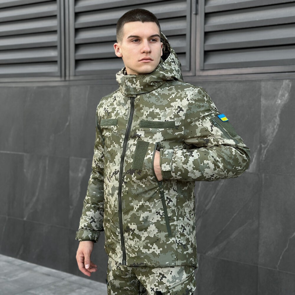 Чоловіча зимова піксельна куртка з капюшоном Pobedov Winter Jacket Motive ЗИМА В2