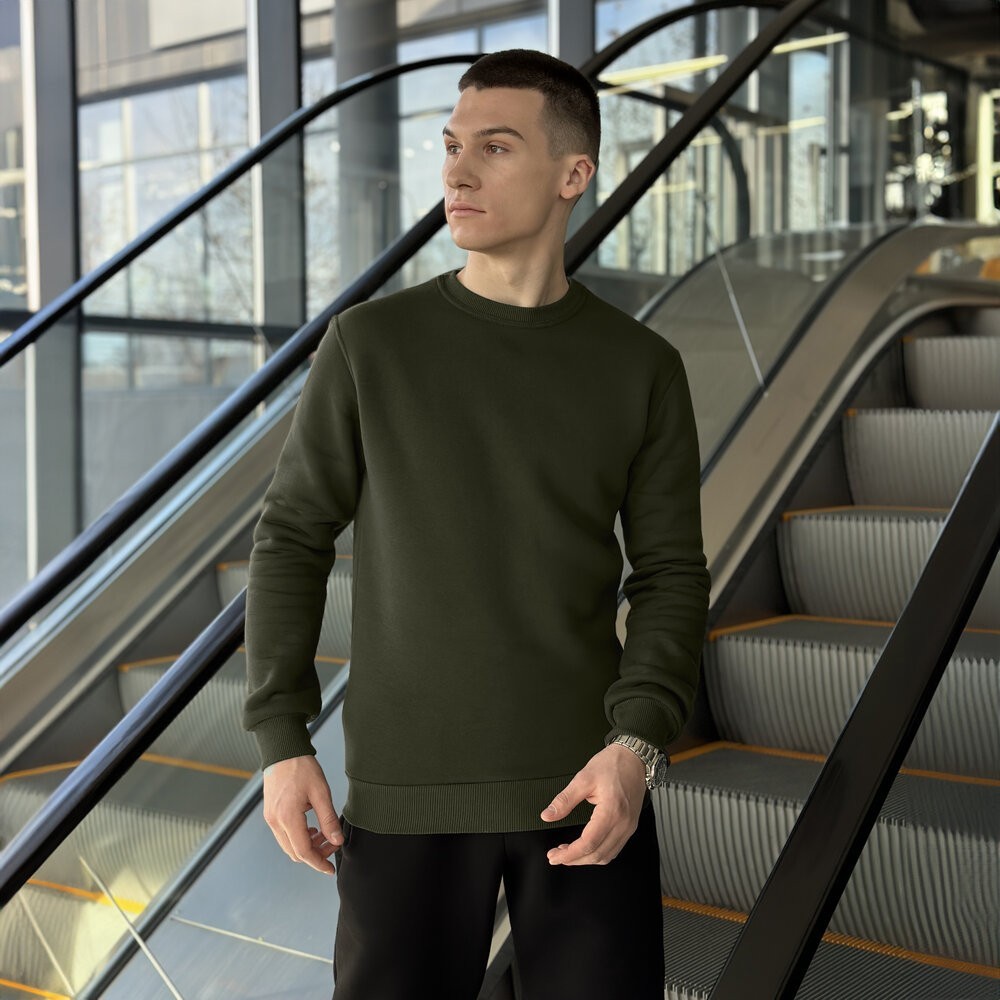 Світшот чоловічий зимовий темний хакі Pobedov 007 ЗИМА