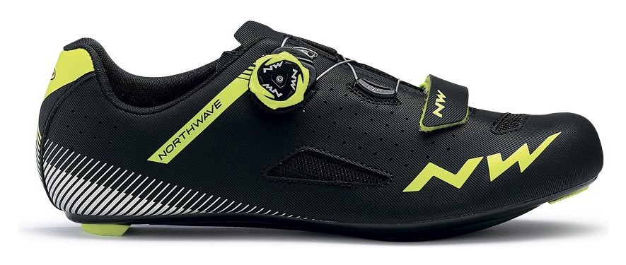Туфлі велосипедні Northwave CORE PLUS M 42 (9.5US) Black/yellow fluo (80191014) O