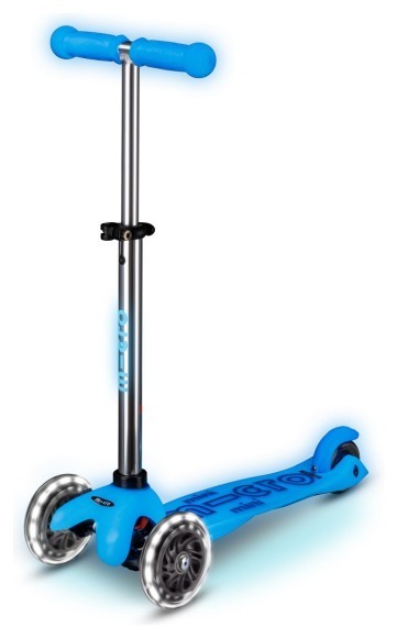 Самокат MICRO серії "Mini Deluxe Glow LED" – АРКТИЧНИЙ СИНІЙ (до 50 kg, 3-х колісний, світло)