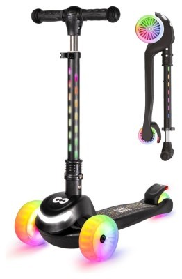 Самокат дитячий Core Spark триколісний LED Wheel/Bar/Deck - Black