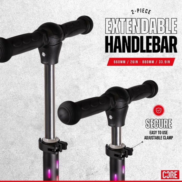 Самокат дитячий Core Spark триколісний LED Wheel/Bar/Deck - Black