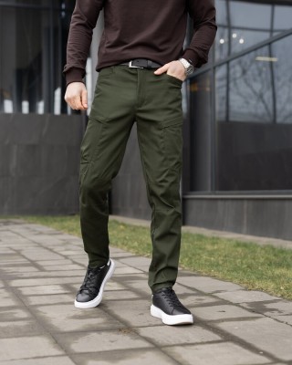 Чоловічі базові котонові штани карго демісезонні хакі Pobedov Skystone