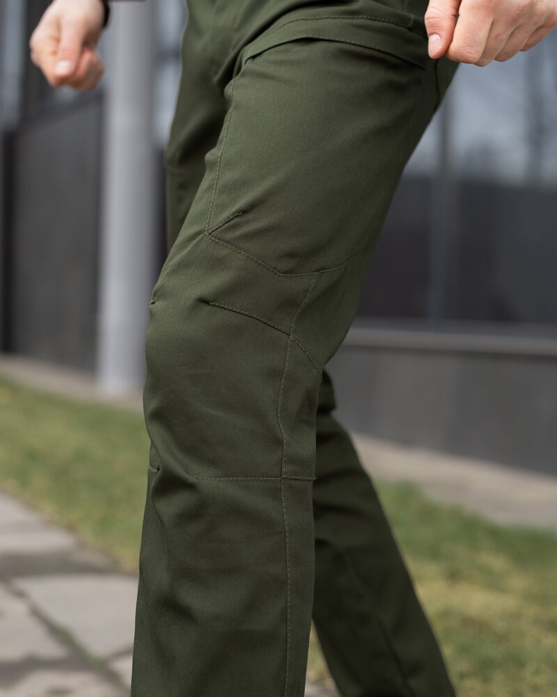 Чоловічі базові котонові штани карго демісезонні хакі Pobedov Skystone