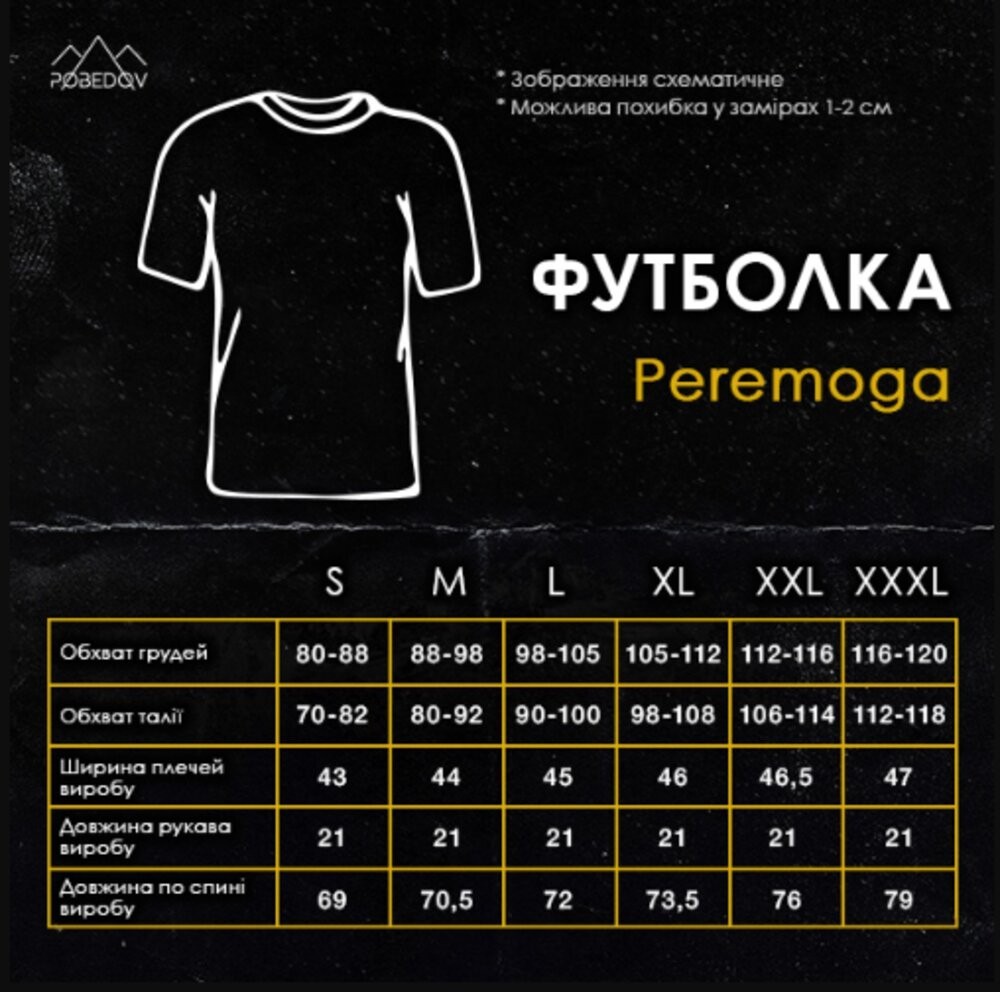 Футболка чоловіча однотонна темно-сіра Pobedov Peremoga - наклейка Чоловічок з факами
