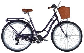 Велосипед AL 28" Dorozhnik CORAL FRW Vbr рама-" з багажником задн St з кошиком Pl з крилом St 2024 (сливовий)