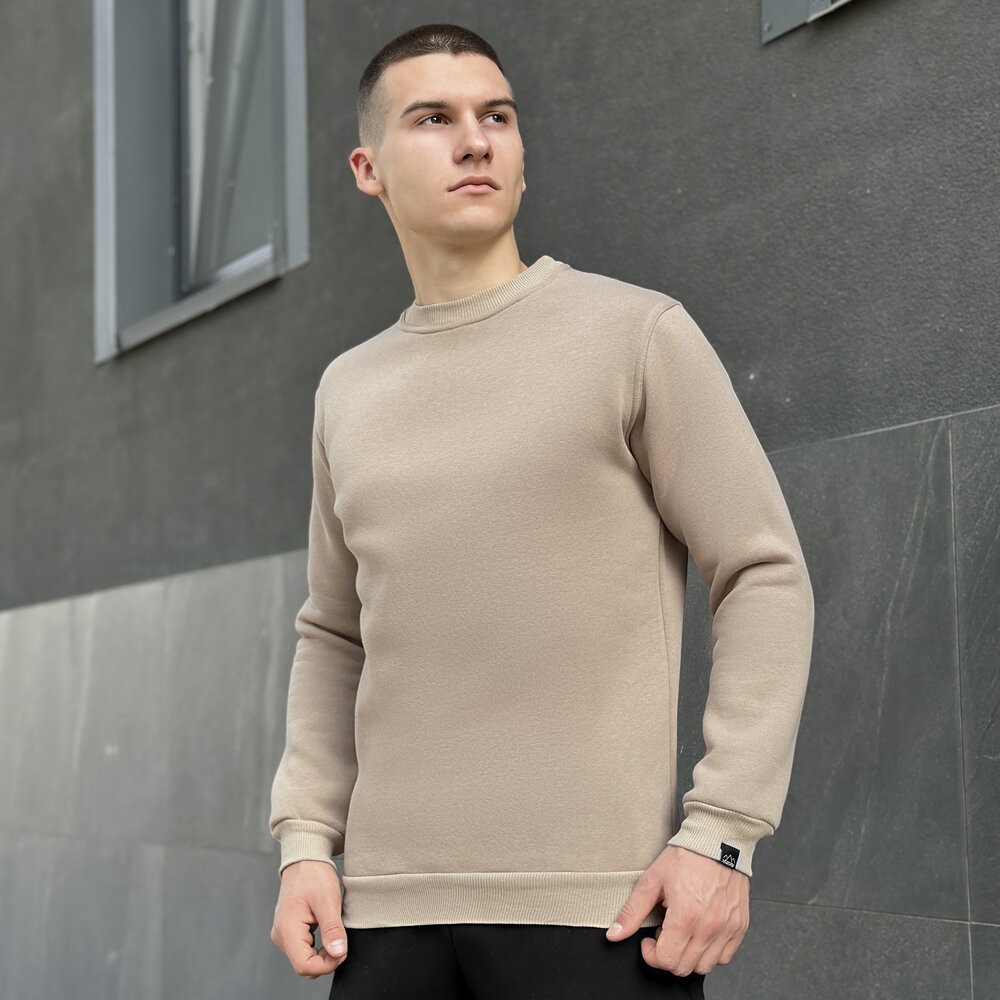 Світшот чоловічий однотонний пісочний Pobedov 007 ЗИМА