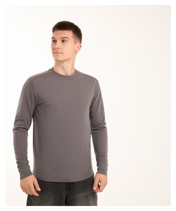 Темно-сірий чоловічий лонгсів Pobedov Dune. Темна сіра чоловіча кофта весна/осінь