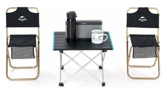 Cтіл розкладний Naturehike  NH19Z008-Z, алюміній, Розмір L, чорний