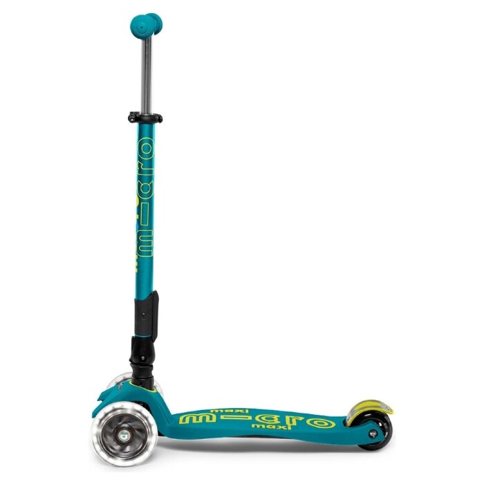 Самокат MICRO серії "Maxi Deluxe Foldable LED" – ЗЕЛЕНИЙ (до 50 kg, триколісний, світло)