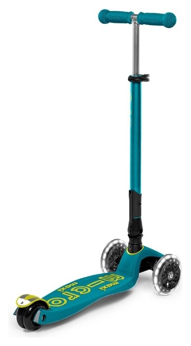 Самокат MICRO серії "Maxi Deluxe Foldable LED" – ЗЕЛЕНИЙ (до 50 kg, триколісний, світло)