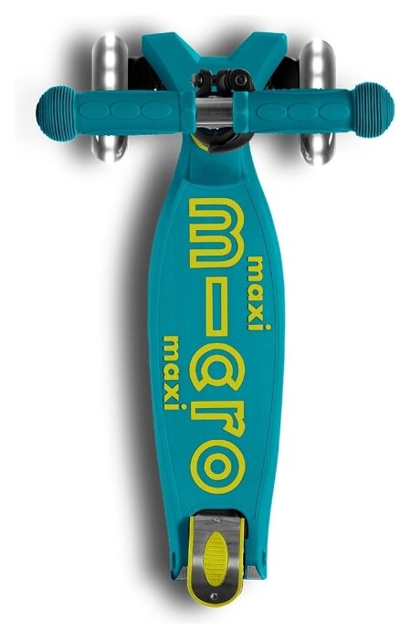 Самокат MICRO серії "Maxi Deluxe Foldable LED" – ЗЕЛЕНИЙ (до 50 kg, триколісний, світло)