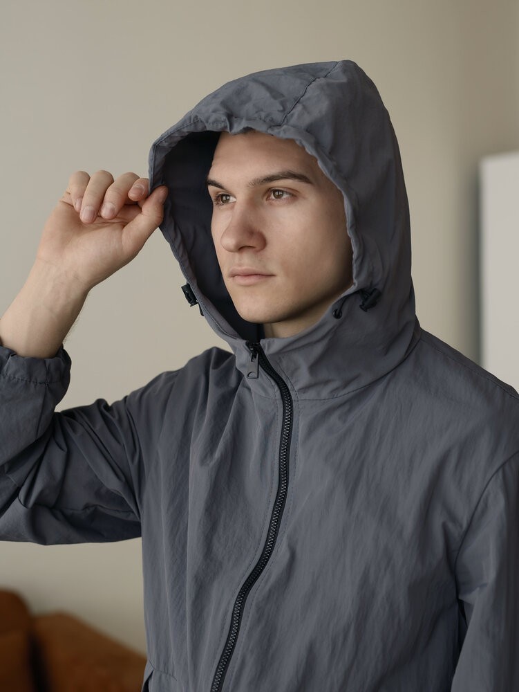 Чоловіча куртка вітрівка темно-сіра Pobedov Neon. Вітрівка для чоловіків легка весняна