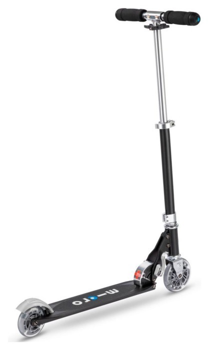 Самокат MICRO серии "Sprite LED" – ЧОРНИЙ (складаний, до 100 kg, двоколісний, світло)