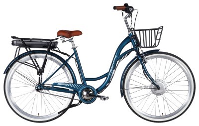 Велосипед уцінений з електроприводом 28" ST Dorozhnik eAQUAMARINE BH рама-19" 36B 13А*г 500Вт темно-синій з кошиком 2026
